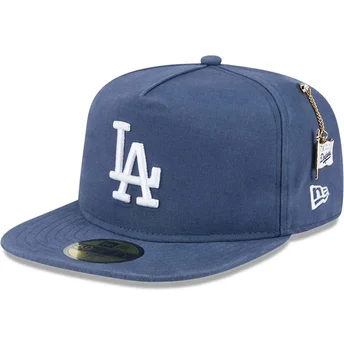 Boné plano azul justo 59FIFTY A Frame Championship Side Flag da Los Angeles Dodgers MLB da New Era