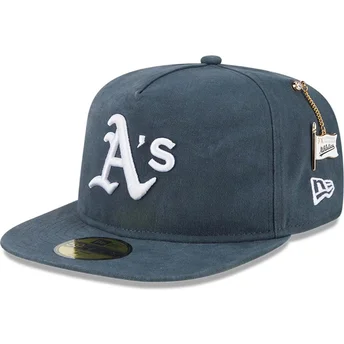 Boné plano verde justo 59FIFTY A Frame Championship Side Flag da Oakland Athletics MLB da New Era