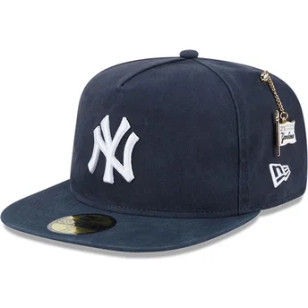 Boné plano azul marinho justo 59FIFTY A Frame Championship Side Flag da New York Yankees MLB da New Era