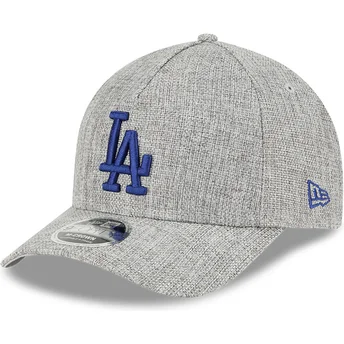 Boné curvo cinza snapback com logo azul 9FORTY M-Crown A Frame Cotton Weave da Los Angeles Dodgers MLB da New Era