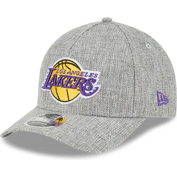 Boné curvo cinza snapback 9FORTY M-Crown A Frame Cotton Weave da Los Angeles Lakers NBA da New Era