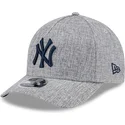 bone-curvo-cinza-snapback-com-logo-azul-marinho-9forty-m-crown-a-frame-cotton-weave-da-new-york-yankees-mlb-da-new-era