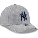 bone-curvo-cinza-snapback-com-logo-azul-marinho-9forty-m-crown-a-frame-cotton-weave-da-new-york-yankees-mlb-da-new-era