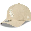 bone-curvo-bege-snapback-9forty-m-crown-a-frame-cotton-weave-da-chicago-white-sox-mlb-da-new-era