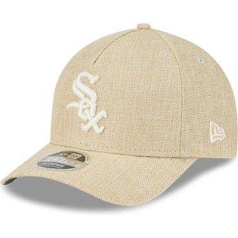 Boné curvo bege snapback 9FORTY M-Crown A Frame Cotton Weave da Chicago White Sox MLB da New Era