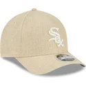 bone-curvo-bege-snapback-9forty-m-crown-a-frame-cotton-weave-da-chicago-white-sox-mlb-da-new-era