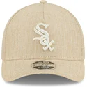 bone-curvo-bege-snapback-9forty-m-crown-a-frame-cotton-weave-da-chicago-white-sox-mlb-da-new-era