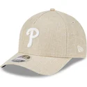 bone-curvo-bege-snapback-9forty-m-crown-a-frame-cotton-weave-da-philadelphia-phillies-mlb-da-new-era