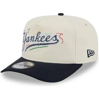 Boné curvo branco e preto snapback Golfer Team Scribble da New York Yankees MLB da New Era