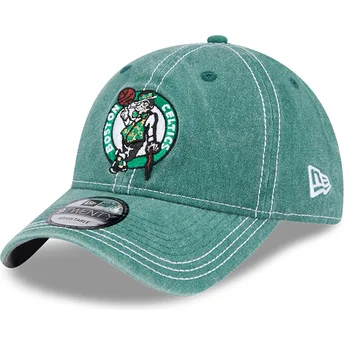 Boné curvo verde ajustável 9TWENTY Washed Contrast da Boston Celtics NBA da New Era