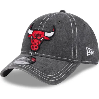 Boné curvo cinza ajustável 9TWENTY Washed Contrast da Chicago Bulls NBA da New Era