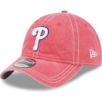 Boné curvo rosa ajustável 9TWENTY Washed Contrast da Philadelphia Phillies MLB da New Era