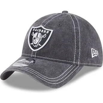 Boné curvo cinza ajustável 9TWENTY Washed Contrast da Las Vegas Raiders NFL da New Era