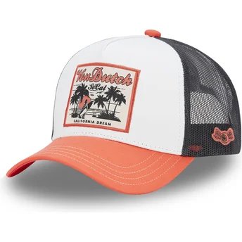 Boné trucker branco, preto e laranja SURF08 da Von Dutch