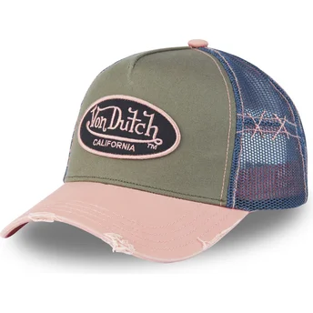 Boné trucker verde, azul e rosa USED 03 da Von Dutch