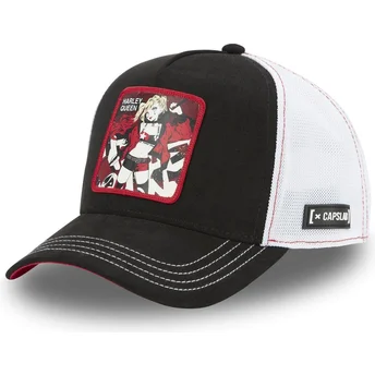 Boné trucker preto e branco Harley Quinn DC8 QUE DC Comics da Capslab