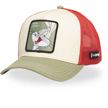 Boné trucker bege, vermelho e verde Bugs Bunny LOO11 BUG1 Looney Tunes da Capslab