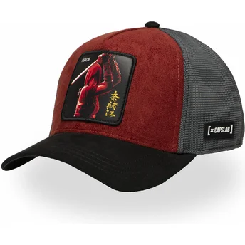 Boné trucker vermelho, cinza e preto Fujibayashi Naoe NAO Assasin’s Creed da Capslab