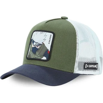 Boné trucker verde, branco e azul para criança Kakashi Hatake KID_KAK1 Naruto da Capslab