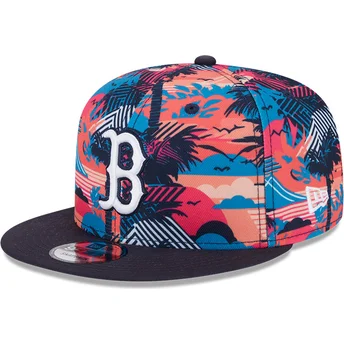 Boné plano multicolor snapback 9FIFTY Printed Spring Training Fan Pack 2025 da Boston Red Sox MLB da New Era