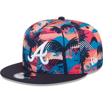 Boné plano multicolor snapback 9FIFTY Printed Spring Training Fan Pack 2025 da Atlanta Braves MLB da New Era