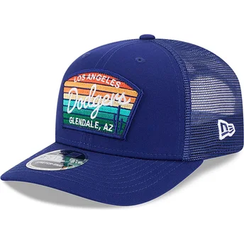 Boné trucker azul 9SEVENTY Stretch Snap Mesh Spring Training Fan Pack 2025 da Los Angeles Dodgers MLB da New Era