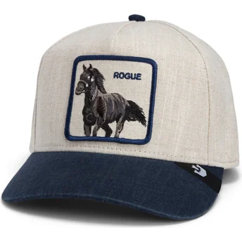 Boné curvo bege e azul marinho snapback cavalo Rogue Thread Rebel Rugged Comfort The Farm da Goorin Bros.