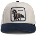 bone-curvo-bege-e-azul-marinho-snapback-cavalo-rogue-thread-rebel-rugged-comfort-the-farm-da-goorin-bros