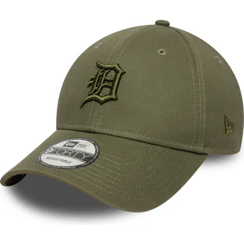 Boné curvo verde ajustável com logo verde 9FORTY Colour Pack da Detroit Tigers MLB da New Era