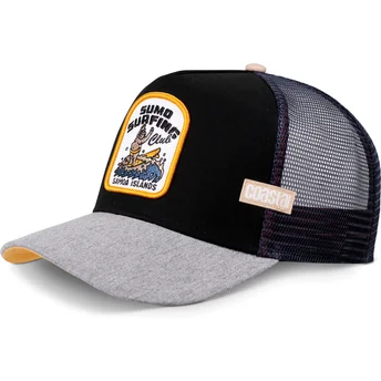 Boné trucker preto e cinza Sumo Surfing Samoa Islands HFT da Coastal