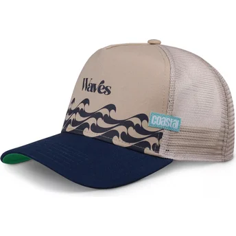 Boné trucker bege e azul marinho Bauhaus Waves HFT da Coastal