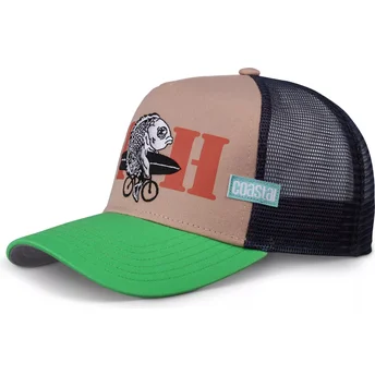Boné trucker bege e verde Fish HFT da Coastal