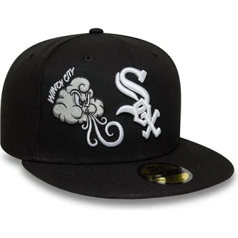 Boné plano preto justo 59FIFTY Food Icon Windy City da Chicago White Sox MLB da New Era