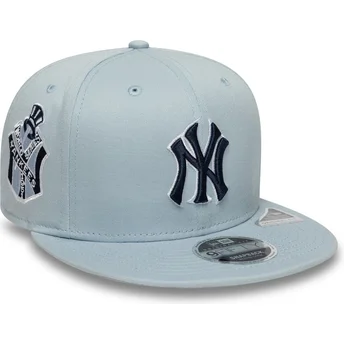 Boné plano azul snapback com logo azul marinho 9FIFTY Original Fit World Series da New York Yankees MLB da New Era