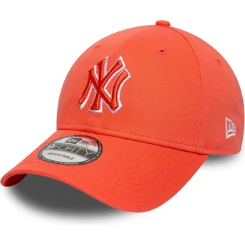 Boné curvo laranja ajustável com logo laranja 9FORTY Team Outline da New York Yankees MLB da New Era