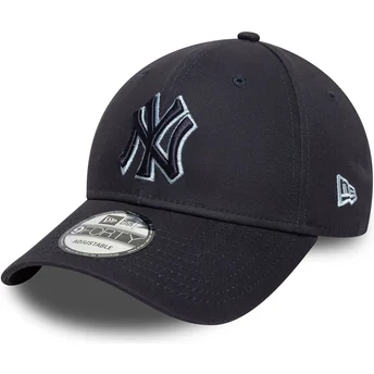 Boné curvo azul marinho ajustável com logo azul marinho 9FORTY Team Outline da New York Yankees MLB da New Era