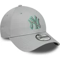 bone-curvo-cinza-ajustavel-com-logo-cinza-9forty-team-outline-da-new-york-yankees-mlb-da-new-era