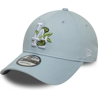 Boné curvo azul ajustável 9FORTY Floral Icon da Los Angeles Dodgers MLB da New Era