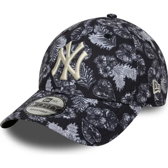 Boné curvo preto ajustável 9FORTY All Over Print da New York Yankees MLB da New Era