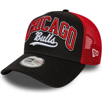 Boné trucker preto e vermelho E Frame Script da Chicago Bulls NBA da New Era