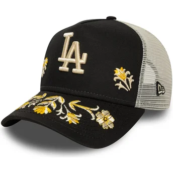Boné trucker preto A Frame Floral Icon da Los Angeles Dodgers MLB da New Era