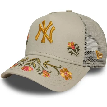 Boné trucker bege A Frame Floral Icon da New York Yankees MLB da New Era