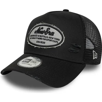 Boné trucker preto A Frame Oval Distress Patch da New Era