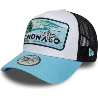 Boné trucker branco, preto e azul Monaco French Riviera A Frame Summer da New Era