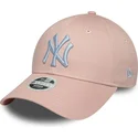 bone-curvo-rosa-ajustavel-para-mulheres-com-logo-branco-9forty-league-essential-da-new-york-yankees-mlb-da-new-era