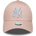 bone-curvo-rosa-ajustavel-para-mulheres-com-logo-branco-9forty-league-essential-da-new-york-yankees-mlb-da-new-era