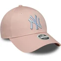 bone-curvo-rosa-ajustavel-para-mulheres-com-logo-branco-9forty-league-essential-da-new-york-yankees-mlb-da-new-era