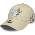 bone-curvo-bege-ajustavel-para-mulheres-9forty-floral-icon-da-los-angeles-dodgers-mlb-da-new-era