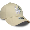 bone-curvo-bege-ajustavel-para-mulheres-9forty-floral-icon-da-los-angeles-dodgers-mlb-da-new-era