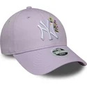 bone-curvo-violeta-ajustavel-para-mulheres-9forty-floral-icon-da-new-york-yankees-mlb-da-new-era
